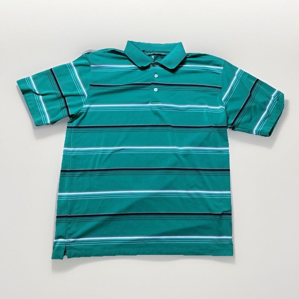 bolle Golf Tech Mens L Shirt Polo Green Stripe Tagless Performance Sports Tennis